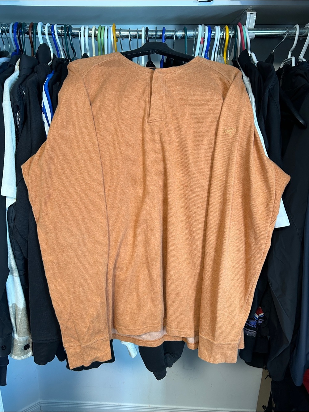 Arc'teryx Men's Long Sleeve Crewneck Sirrus Henley — Rust Orange Size XL